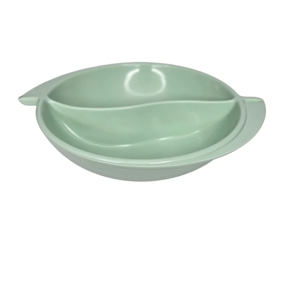 Vintage Boonton Melmac Melamine Divided Vegetable or Serving Bowl Mint Green 605